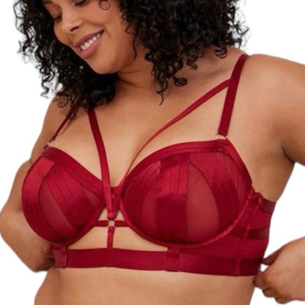 Torrid Women’s Plus Size Overt Strappy Mesh Underwire Bra Mesh Cups Size 2X 3X